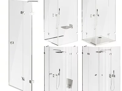 Contemporary Shower Sauna Glass Enclosures With Various Door Designs And Hardware Fittings 3d model