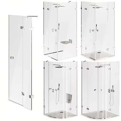 Contemporary Shower Sauna Glass Enclosures With Various Door Designs And Hardware Fittings 3d model