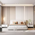 Modern Bedroom Interior Design With Large Bed Bedside Tables And Floor To Ceiling Windows 3d model