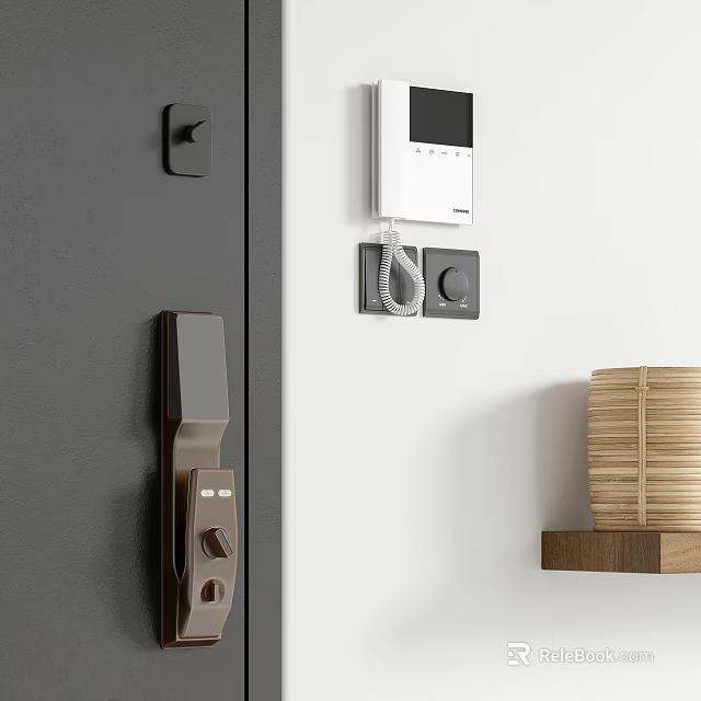 Switch Panel And Intercom In Modern Home Interior With Door Lock 3d model 