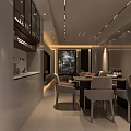 Modern Minimalist Open Living And Dining Room Interior Design With Soft Warm Ambient Lighting