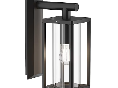 Modern Wall Light with Black Metal Frame and Clear Glass Shade for Home Decor 3d model