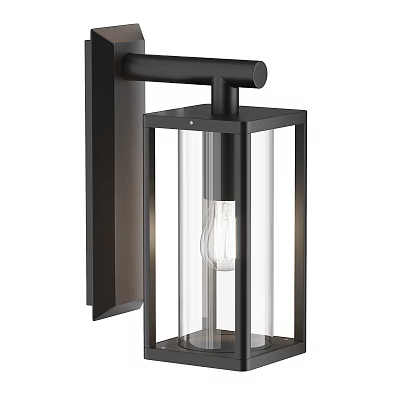 Modern Wall Light with Black Metal Frame and Clear Glass Shade for Home Decor 3d model