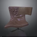 Modern Purple Leather Chair With Quilted Panel And Swivel Metal Base