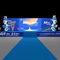 Blue Event Stage with Balloon Decorations and Chase the Light Theme Setup 3d model