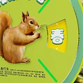 Happy Spin Wheel Featuring Squirrel And Multiple Small Images On Yellow Base 3d model