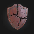 Medieval Shield Weapon Old Cracked Design With Metal Rivets And Brown Surface 3d model