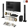 Decorative Ornament Set for Living Room with TV Speakers Books and Decor Pieces