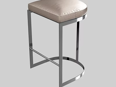 Elegant Modern Stool With Chrome Metal Frame And Soft Padded Seat 3d model