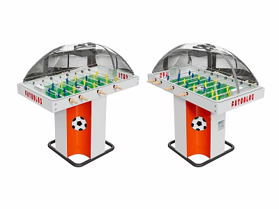Recreation Equipment Foosball Tables Featuring Transparent Dome Soccer Ball Design On Orange White Base 3d model