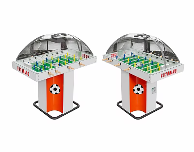 Recreation Equipment Foosball Tables Featuring Transparent Dome Soccer Ball Design On Orange White Base 3d model