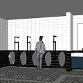Retro Public Restroom 3d model