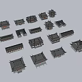 Traditional Chinese Ancient Architecture Models With Classic Tiled Roofs And Various Styles
