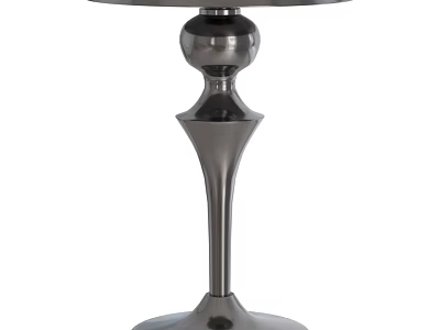 Modern Dining Table With Polished Metal Pedestal And Round Tabletop Design 3d model