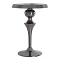 Modern Dining Table With Polished Metal Pedestal And Round Tabletop Design