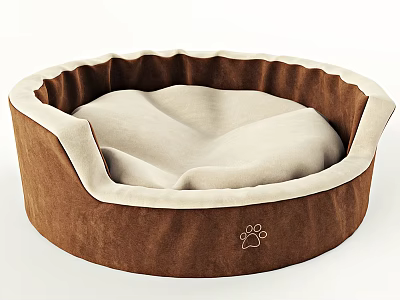 Round Shaped Decorative Ornament Set With Brown Outer Beige Inner Wavy Edge And Paw Print 3d model