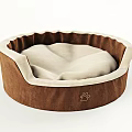 Round Shaped Decorative Ornament Set With Brown Outer Beige Inner Wavy Edge And Paw Print