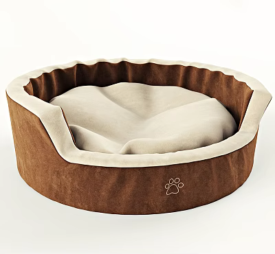 Round Shaped Decorative Ornament Set With Brown Outer Beige Inner Wavy Edge And Paw Print 3d model