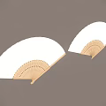 Two Traditional White Fans With Wooden Frames And Simple Design