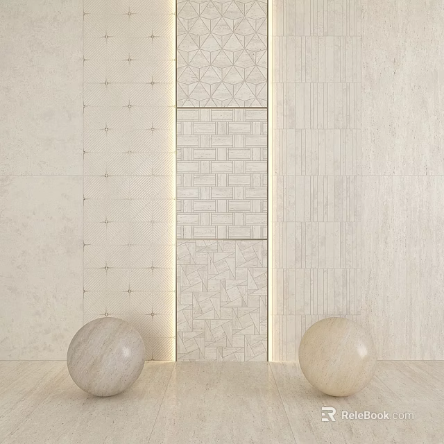 Modern Wall Components Featuring Geometric Patterns And Beige Textured Surfaces For Interior Design 3d model