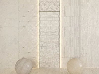 Modern Wall Components Featuring Geometric Patterns And Beige Textured Surfaces For Interior Design 3d model