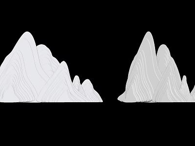 White Textured Mountain Shaped Garden Ornament For Outdoor Landscape Design 3d model