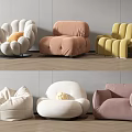 Modern Cream Style Lazy Sofa Cream Sofa Lazy Sofa Combination 3d model
