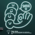 Neon Lamp Combination With Smiley Faces Speech Bubble And Hand Shape Design 3d model