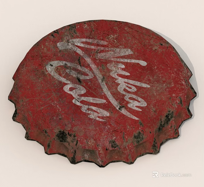 Vintage Red Coca Cola Bottle Cap With Rusty Surface And White Logo 3d model