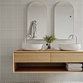 Modern Bathroom Interior Design With Wooden Vanity Glass Shower White Bathtub And Natural Light Window