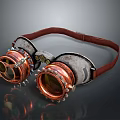 Vintage Copper Goggles With Leather Strap And Retro Round Glass Lenses