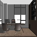Modern Office Interior With Honor Wall Certificates Trophies Furniture And City View Windows