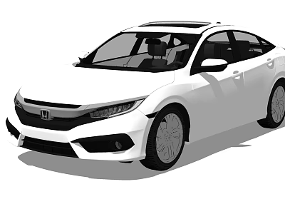 White Honda Sedan With Modern Sleek Exterior And Stylish Front Grille Design 3d model