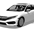 White Honda Sedan With Modern Sleek Exterior And Stylish Front Grille Design