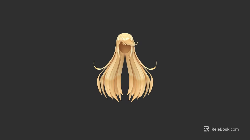 Elegant Anime Style Female Model With Long Golden Hair Back View 3d model 