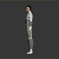 3D Model Of Futuristic Humanoid Character In White Gray Silver Tech Armored Costume With Glasses