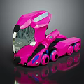 Advanced Pink Futuristic Space Exploration Robot With Streamlined Design And Wheels 3d model