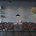 Modern Restaurant Interior Design With Hanging Lights Wooden Tables And Bicycle Decor