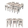 White Dining Table Set with Matching Chairs and Tabletop Tableware 3d model