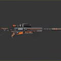 Modern Tactical Sniper Rifle With Vibrant Red Blue Orange Accents And Scope 3d model