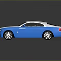 Blue and White Luxury Car With Sleek Design Chrome Grille And Alloy Wheels