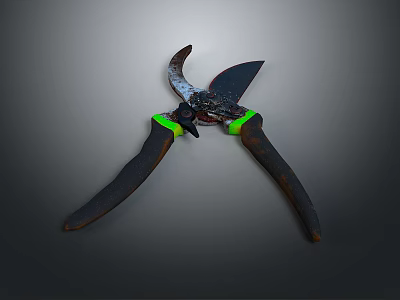 Practical Pruning Shears With Black Handles Green Accents And Sharp Metal Blades 3d model