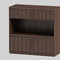 Brown Wooden Tea Cabinet With Drawers Cabinet Doors And Golden Handles