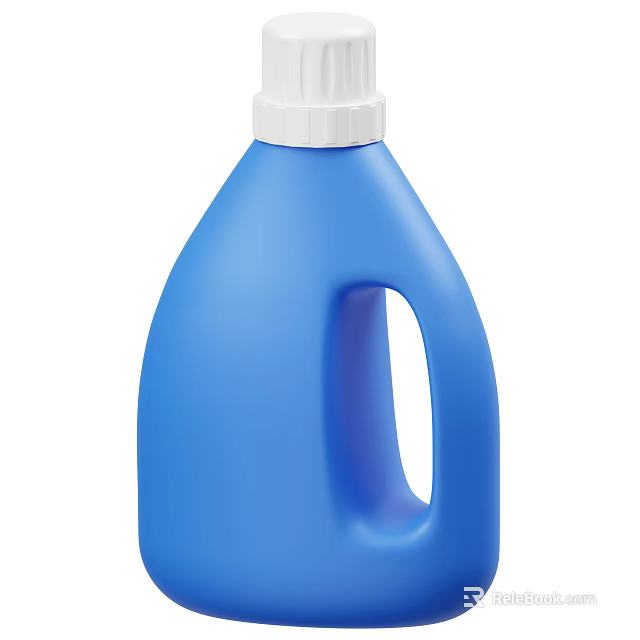 Blue Laundry Detergent Bottle With White Cap And Handle For Home Cleaning 3d model 