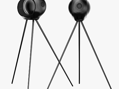 Black Speaker System With Tripod Stands For Modern Home Audio Experience 3d model