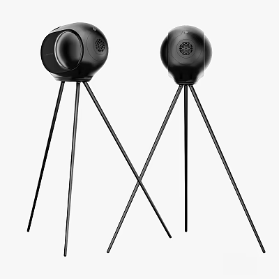 Black Speaker System With Tripod Stands For Modern Home Audio Experience 3d model