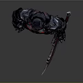 Futuristic Armored Warrior With Red Accents Holding Large Sword In Battle Stance