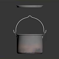 Practical Silver Household Bucket With Handle And Red Lid Detail
