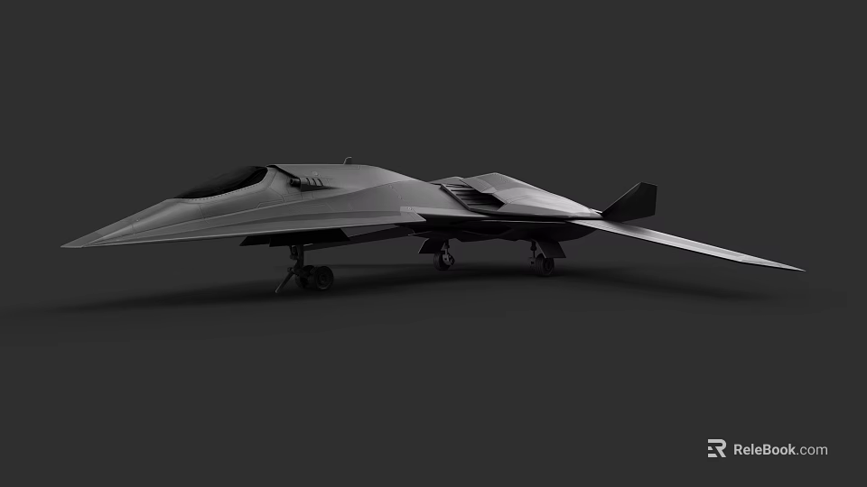 Modern Stealth Fighter Jet With Aerodynamic Design 3D Rendering Landing Gear Extended 3d model 