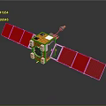 Orbital Satellite With Orange Body And Blue Solar Panels For Space Exploration